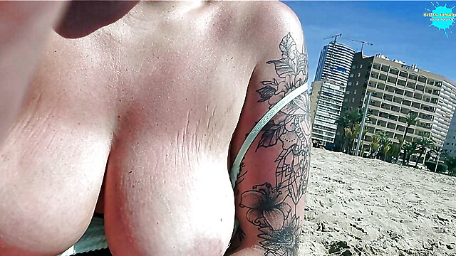 Wife beach housewife, stepmother on beach, real british wife public, boob assortment, amateur housewife public