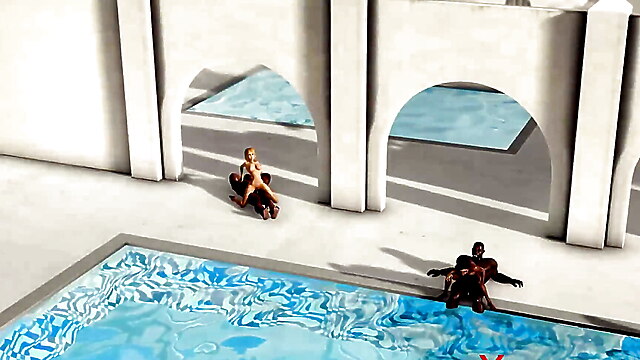 Hard pussy ramming group, black guy and girl, pussy pool, swimming cartoon, slave girl outdoor