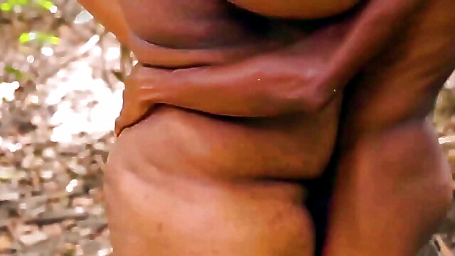 Mature bbc slut wife, black cock thick chubby, big black cock wife orgasm, fucking in the bushes, african outdoor whore